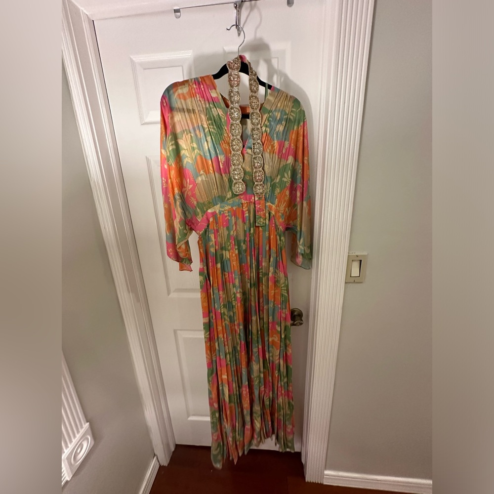 Pauli&Harsh: Multicolored Crepe Printed Kaftan - image 5